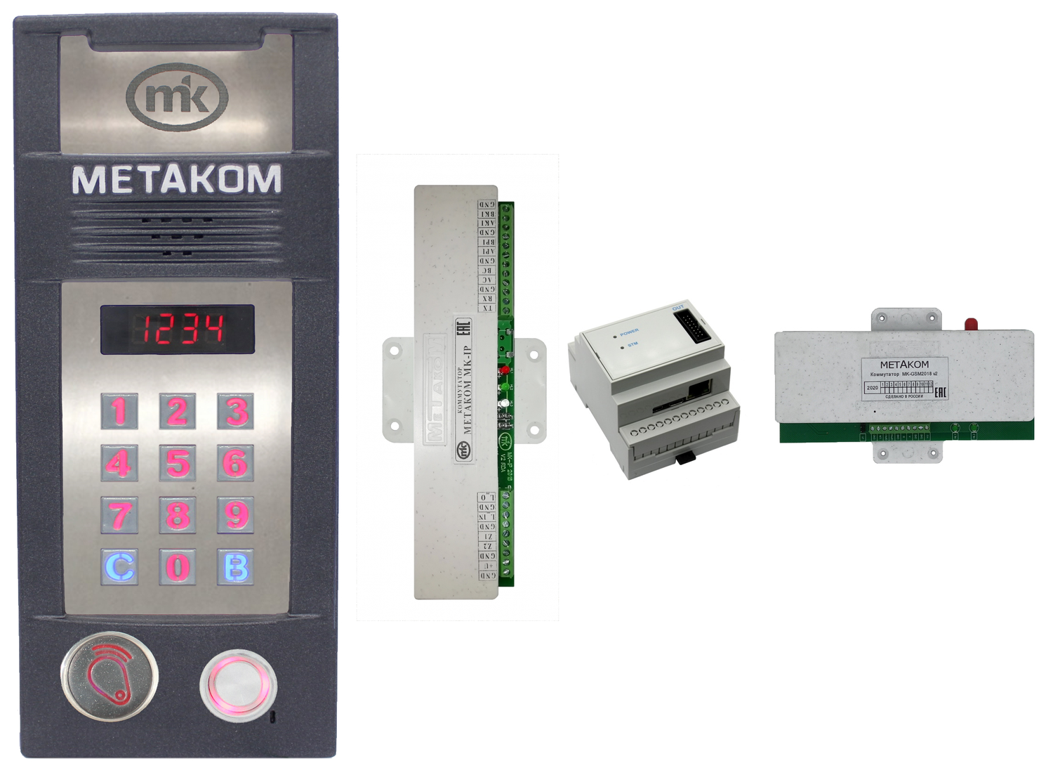 Комплект №4 (Блок вызова MК2018-RFiVH, Коммутатор MK-IP,Адаптер RDA Pro+ i-Shield, Коммутатор COM-Net2018 Версия 2) МЕТАКОМ